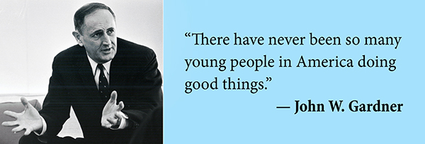 inspirational quote by john w gardner about young people.